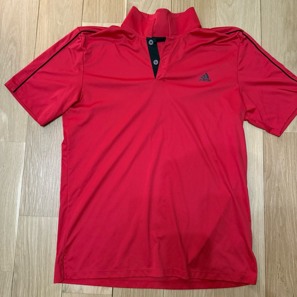 Adidas Performance Short Sleeve Dri Fit Golf Polo Shirt Red Sz M